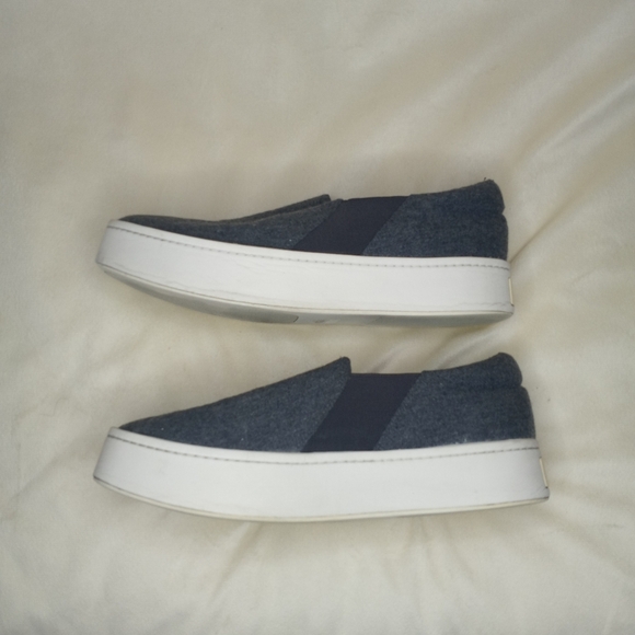 Vince Wool Felt Grey White Platform Slip On Casual Preppy Boho Sneaker Flats - Picture 4 of 8